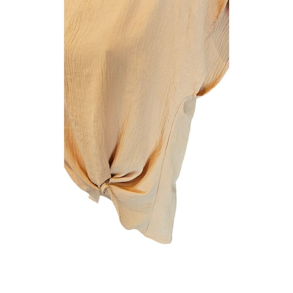 NWT crinkle front tie cute size S yellow summer career casual NEW relaxed fit - Picture 4 of 8